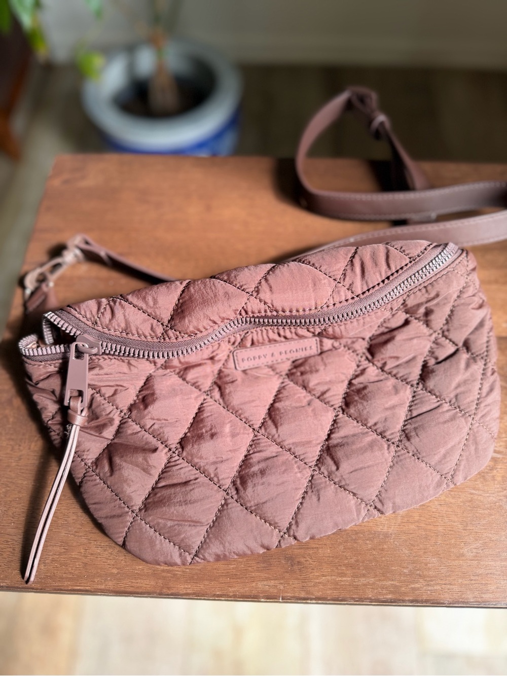 Poppy & Peonies Quilted Crossbody in Mauve Pink